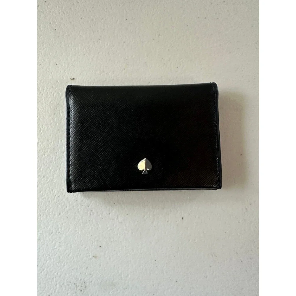 Kate Spade Nadine Slim Card Holder Black Smooth Leather Small Bi-fold Wallet